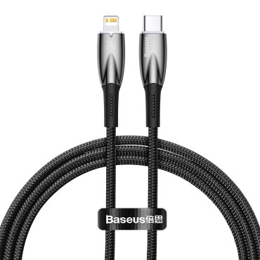 Kabelis ātri uzlādes vads iPhone USB-C - Zibens 480MB / s PD 20W 1m melns