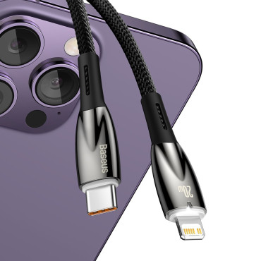 Kabelis ātri uzlādes vads iPhone USB-C - Zibens 480MB / s PD 20W 1m melns