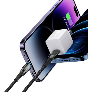 Cabo de carregamento rápido cabo IPhone USB-C - Lightning 480MB / S PD 20W 1M Preto