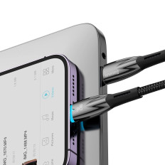 Kabelis ātri uzlādes vads IPHONE USB-C - Zibens 480MB / s PD 20W 2m melns