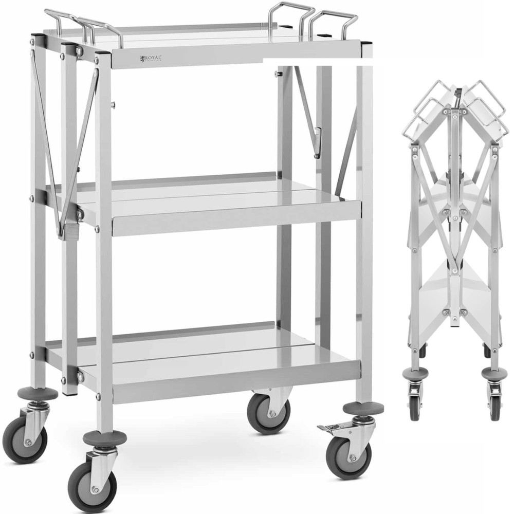 Opvouwbare ober ober catering roestvrij staal 3 planken tot 90 kg