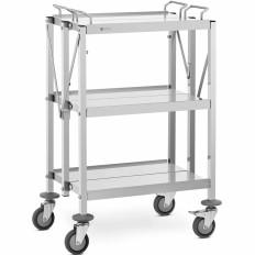 Foldable waiter waiter catering stainless steel 3 shelves up to 90kg