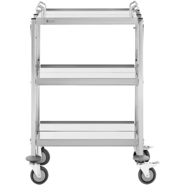 Camarero plegable para camarero Catering Acero inoxidable 3 estantes de hasta 90kg