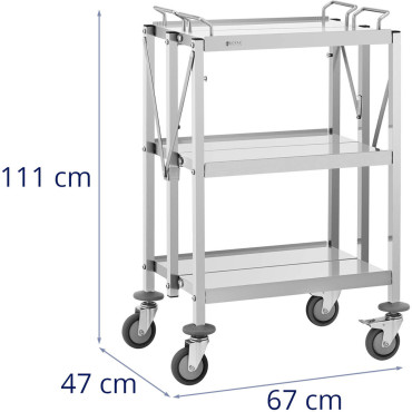 Camarero plegable para camarero Catering Acero inoxidable 3 estantes de hasta 90kg