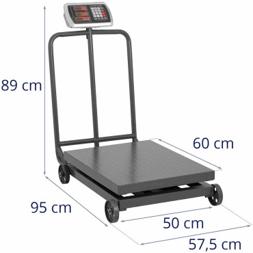 Escala de plataforma industrial 600 kg / 100 g de ruedas LCD