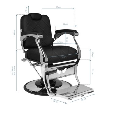 Sillón de Barbero Gabbiano Dario negro — vista frontal