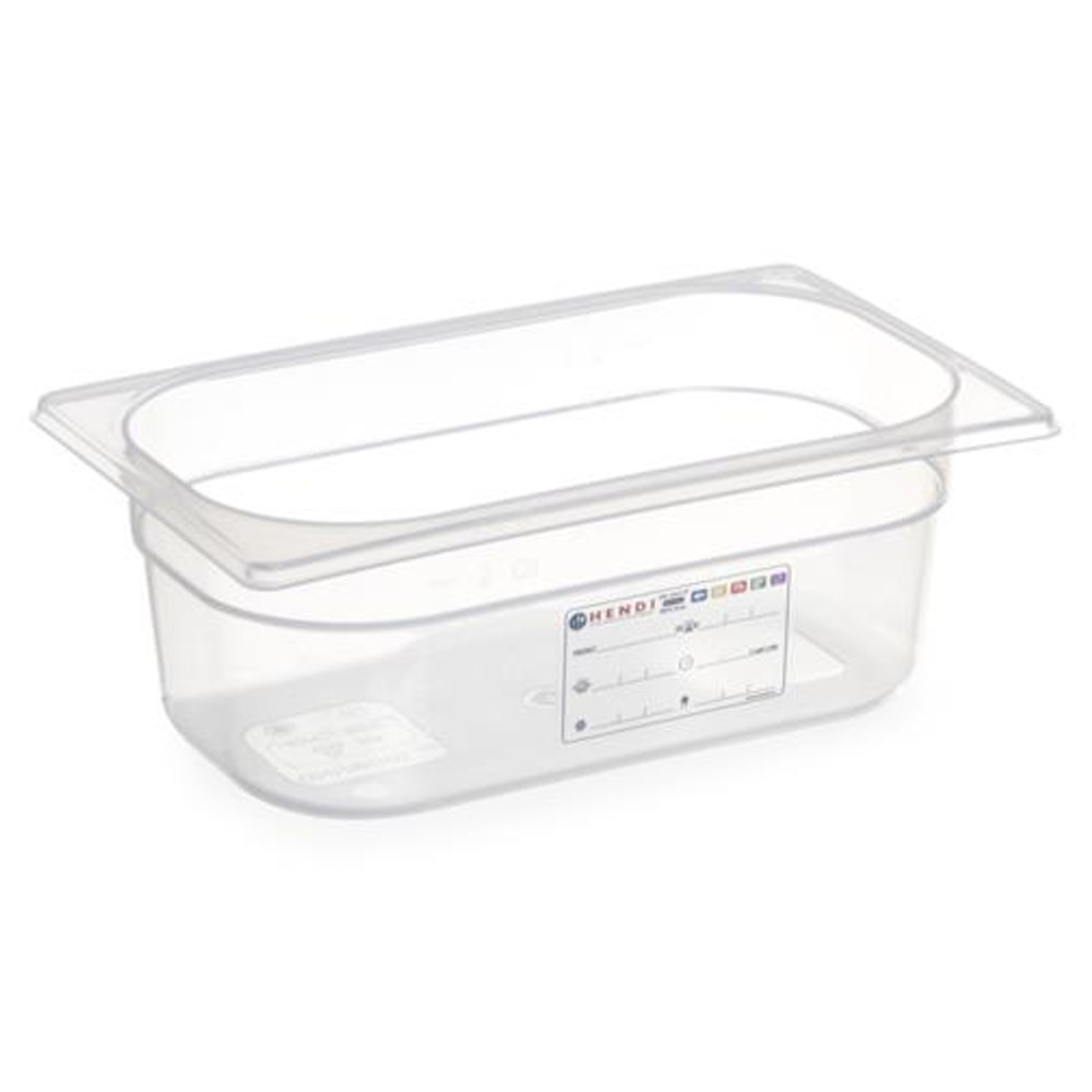 Contenedor de polipropileno GN 1/4 altura 100 mm - Hendi 880371
