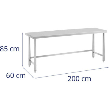 Mesa para cocina de acero inoxidable 200 x 60 cm