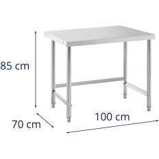 Tabela de cozinha de aço inoxidável 100 x 70cm