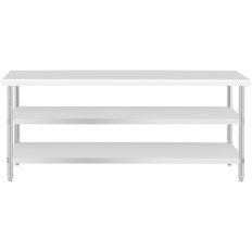 Köksbord med 2 rostfria hyllor 200 x 70cm