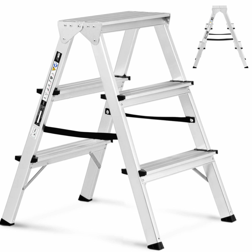 Ljestve ljestvica aluminij sklopiv 3 stupnjeva visina 65 cm do 150 kg Ljestve ljestvica aluminij sklopiv 3 stupnjeva visina 65 cm do 150 kg