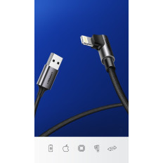 Kylvää kaapelikaapeli iPhone USB - Lightning MFI 2.4a 1m musta