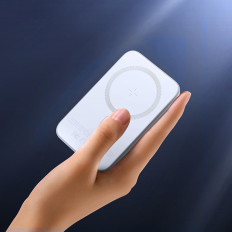 MINI POWER BANK 10000MAH Magnētiskais ar iekrāvēju QC PD USB USB-C White