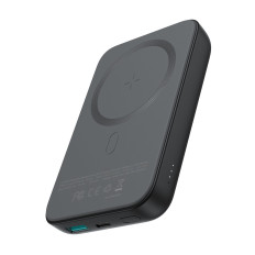MINI POWER BANK 10000MAH Magnētiskais ar iekrāvēju QC PD USB USB-C Black