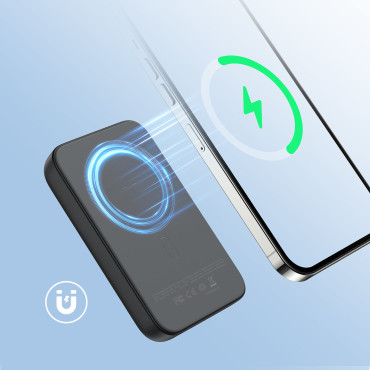 MINI POWER BANK 10000MAH Magnētiskais ar iekrāvēju QC PD USB USB-C Black