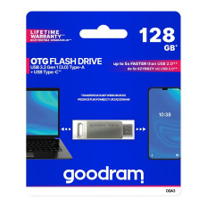 Pendrive 128FI kaksi USB 3.2 + USB-C OTG OD3 Silver