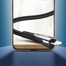 Kabeļu kabelis ātrai uzlādēšanai IPHONE USB-A - Zibens asa sērija 1.2m Black