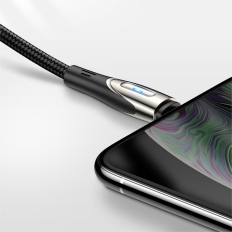 Kabeļu kabelis ātrai uzlādēšanai IPHONE USB-A - Zibens asa sērija 1.2m Black