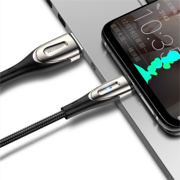 Kabeļu kabelis ātrai uzlādēšanai IPHONE USB-A - Zibens asa sērija 1.2m Black