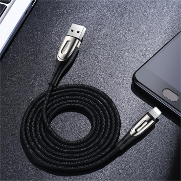 Kabeļu kabelis ātrai uzlādēšanai IPHONE USB-A - Zibens asa sērija 1.2m Black