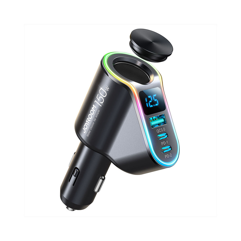 4in1 USB-A 2x USB-C PD 150W Carregador de carro preto