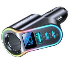 4in1 USB-A 2x USB-C PD 150W Carregador de carro preto