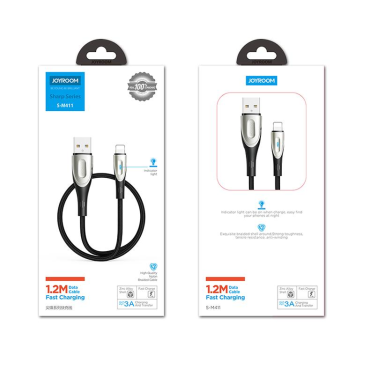 Kabeļu kabelis ātrai uzlādēšanai IPHONE USB-A - Zibens asa sērija 1.2m Black
