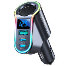 4in1 USB-A 2x USB-C PD 150W Carregador de carro preto