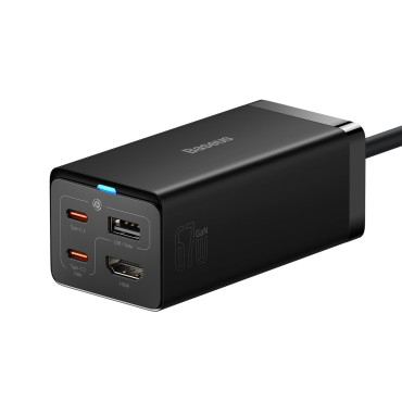 2in1 Gan5 Pro + Hub Carregador HDMI Converter 4K 2x USB-C USB-A Black