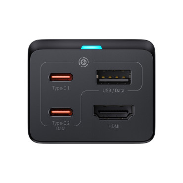 2in1 Gan5 Pro + Hub Carregador HDMI Converter 4K 2x USB-C USB-A Black