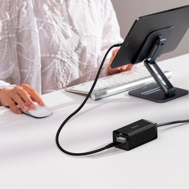 2V1 GAN5 PRO + HUB CHARGER HDMI CONVERTER 4K 2X USB-C USB-A ČIERNY