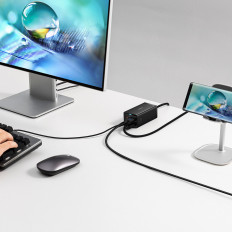 2in1 GAN5 Pro + Hub įkroviklis HDMI Converter 4K 2x USB-C USB-A BLACK