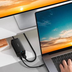 2V1 GAN5 PRO + HUB CHARGER HDMI CONVERTER 4K 2X USB-C USB-A ČIERNY