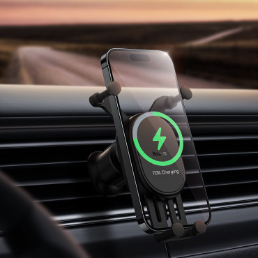 Suporte de carro com carregador de indução 15W na ventilação xadrez