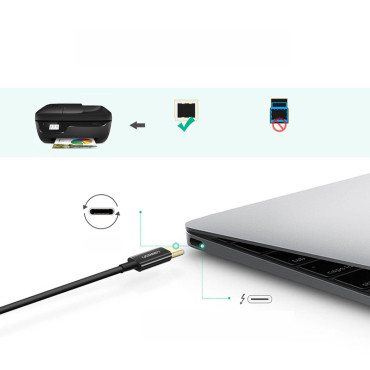 Kabelis USB-C printera kabelis - USB-B 480MB / s 2m melns