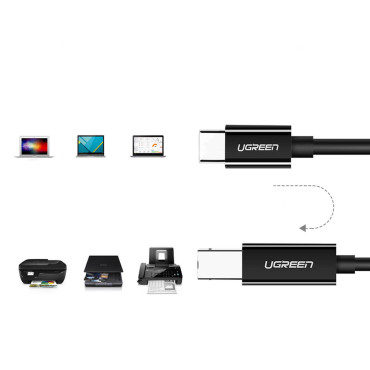 Kabelis USB-C printera kabelis - USB-B 480MB / s 2m melns