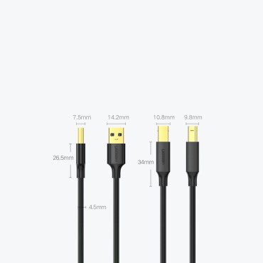 Dlouhý kabel USB-A Tiskárna kabel - USB-B 480MB / s 5m černá