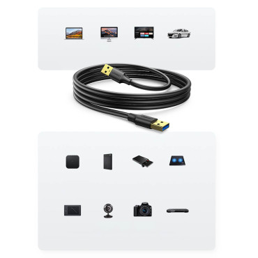 Kabelis USB-Kabelis 3.0 5GB / s 0.5m Black