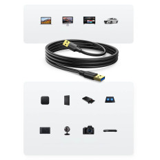 Kabelis USB-Kabelis 3.0 5GB / s 0.5m Black