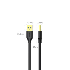 Kabelis USB-Kabelis 3.0 5GB / s 0.5m Black