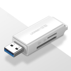 Lector de tarjetas de memoria TF SD bajo USB 3.0 blanco