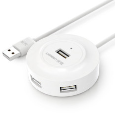 4W1 HUB USB 2.0 Adapter för 4x USB-A 480MB / s 1M vit