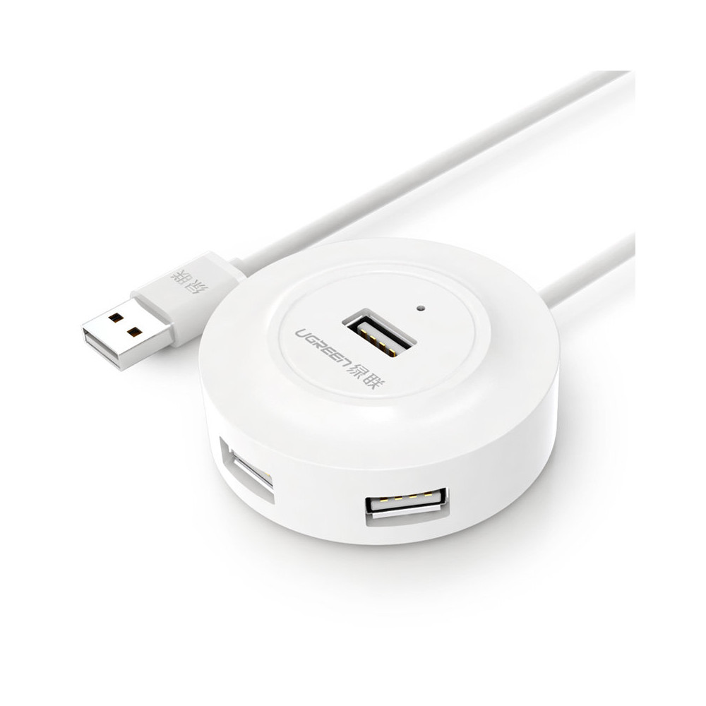 4W1 HUB USB 2.0 -sovitin 4x USB-A 480MB / s 1m valkoinen