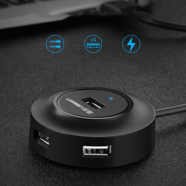 4W1 HUB USB 2.0 Adapter för 4x USB-A 480MB / s 1M vit