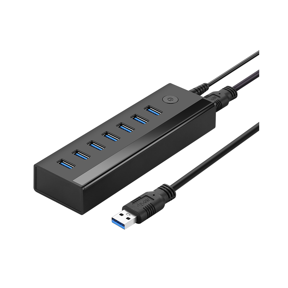 7W1 HUB-distributör USB-A-adapter upp till 7X USB-A 5GB / s svart