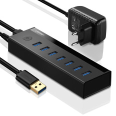 7W1 Rozdělovač rozbočovače USB-A Adaptér do 7x USB-A 5Gb / s černá