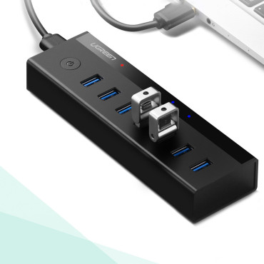7W1 διανομέας HUB USB-A προσαρμογέας μέχρι 7x USB-A 5GB / s Μαύρο