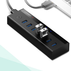 7W1 HUB-distributör USB-A-adapter upp till 7X USB-A 5GB / s svart