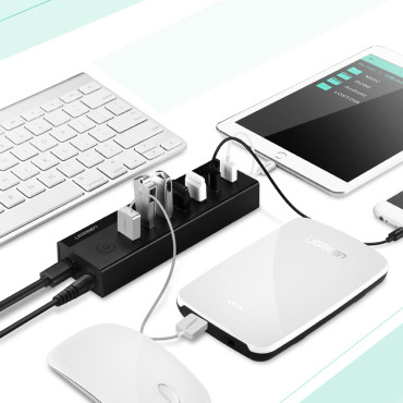 7W1 HUB-distributör USB-A-adapter upp till 7X USB-A 5GB / s svart