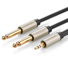 Câble de câble Audio Distributeur Mini Jack 3.5 mm - 2x Jack 6.35mm 1m gris